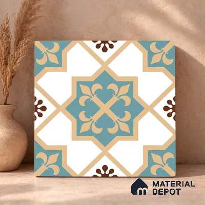 Moroccan Wall & Floor Tile TL 11107 Riviera Petal 1 ft x 1 ft Ceramic Matte Finish Tile - 10 mm | Suitable For Kitchen, Bathroom, Balcony