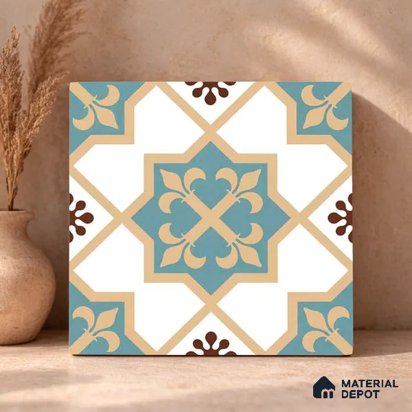 Moroccan Wall & Floor Tile TL 11107 Riviera Petal 1 ft x 1 ft Ceramic Matte Finish Tile - 10 mm | Suitable For Kitchen, Bathroom, Balcony