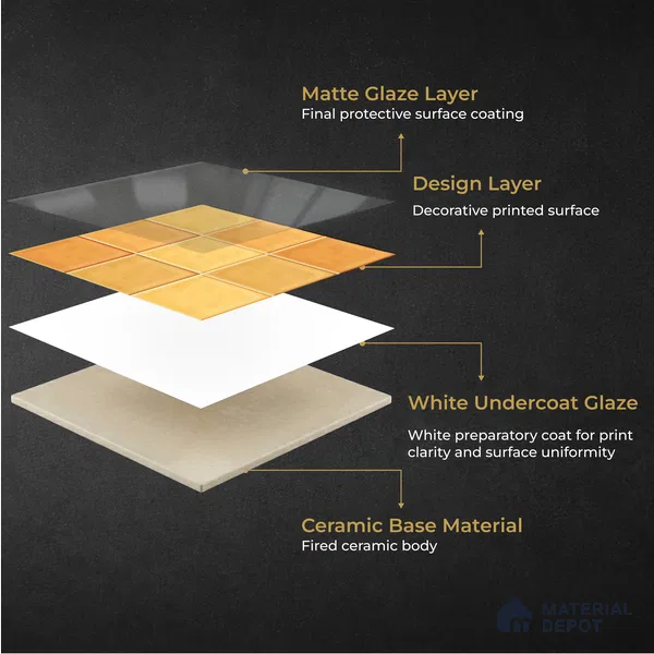 Faux Subway Wall Tile TL 11314 Amber Glow 1 ft x 1 ft Ceramic Glossy Finish Tile - 10 mm | Suitable For Bathroom, Dining Area, Kitchen Backsplash