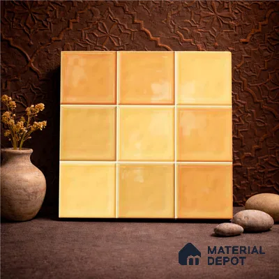 Faux Subway Wall Tile TL 11314 Amber Glow 1 ft x 1 ft Ceramic Glossy Finish Tile - 10 mm | Suitable For Bathroom, Dining Area, Kitchen Backsplash