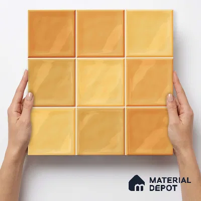 Faux Subway Wall Tile TL 11314 Amber Glow 1 ft x 1 ft Ceramic Glossy Finish Tile - 10 mm | Suitable For Bathroom, Dining Area, Kitchen Backsplash