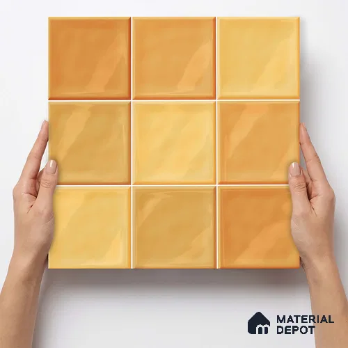 Faux Subway Wall Tile TL 11314 Amber Glow 1 ft x 1 ft Ceramic Glossy Finish Tile - 10 mm | Suitable For Bathroom, Balcony & Kitchen Backsplash