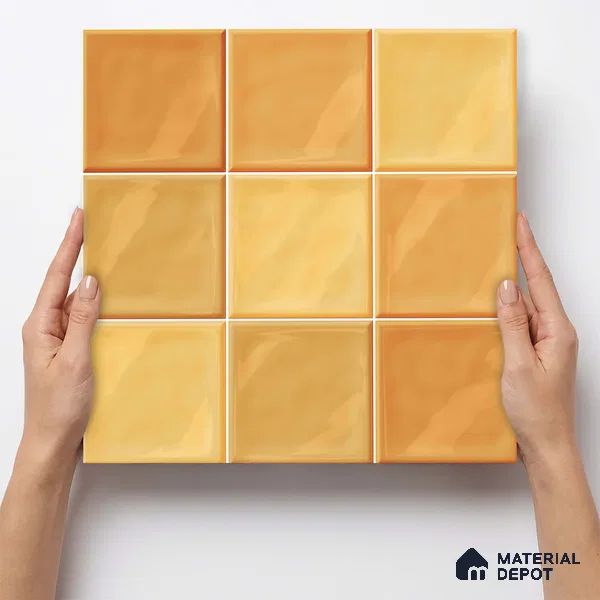 Faux Subway Wall Tile TL 11314 Amber Glow 1 ft x 1 ft Ceramic Glossy Finish Tile - 10 mm | Suitable For Bathroom, Dining Area, Kitchen Backsplash