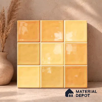 Faux Subway Wall Tile TL 11314 Amber Glow 1 ft x 1 ft Ceramic Glossy Finish Tile - 10 mm | Suitable For Bathroom, Dining Area, Kitchen Backsplash