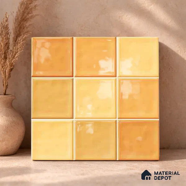 Faux Subway Wall Tile TL 11314 Amber Glow 1 ft x 1 ft Ceramic Glossy Finish Tile - 10 mm | Suitable For Bathroom, Dining Area, Kitchen Backsplash