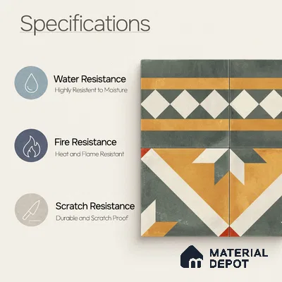 Moroccan Wall & Floor Border 1 Carpet Tile TL 11210 Olive Marigold Mosaic 1 ft x 1 ft Ceramic Matte Finish Tile - 10 mm | Suitable For Kitchen, Bathroom, Living Room