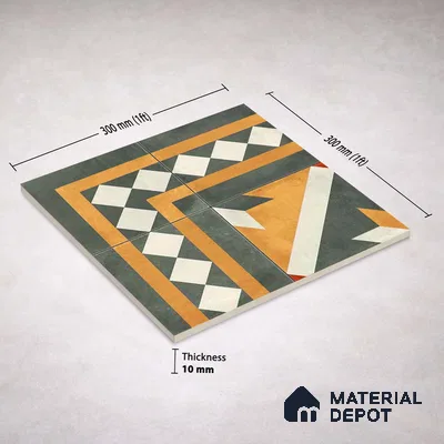 Moroccan Wall & Floor Corner 1 Carpet Tile TL 11212 Ivory Regent 1 ft x 1 ft Ceramic Matte Finish Tile - 10 mm | Suitable For Kitchen, Bathroom, Living Room