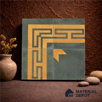 Moroccan Wall & Floor Corner 2 Carpet Tile TL 11213 Slate Meander 1 ft x 1 ft Ceramic Matte Finish Tile - 10 mm | Suitable For Kitchen, Bathroom, Living Room