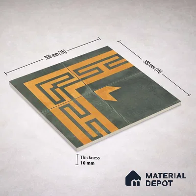 Moroccan Wall & Floor Corner 2 Carpet Tile TL 11213 Slate Meander 1 ft x 1 ft Ceramic Matte Finish Tile - 10 mm | Suitable For Kitchen, Bathroom, Living Room