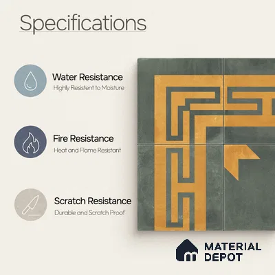 Moroccan Wall & Floor Corner 2 Carpet Tile TL 11213 Slate Meander 1 ft x 1 ft Ceramic Matte Finish Tile - 10 mm | Suitable For Kitchen, Bathroom, Living Room