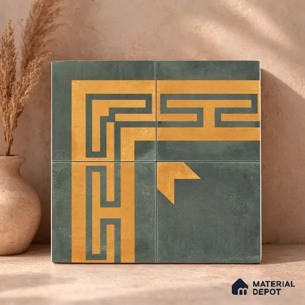 Moroccan Wall & Floor Corner 2 Carpet Tile TL 11213 Slate Meander 1 ft x 1 ft Ceramic Matte Finish Tile - 10 mm | Suitable For Kitchen, Bathroom, Living Room