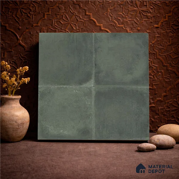 Plain Wall & Floor Center 1 Tile TL 11214 Verdant Shadow 1 ft x 1 ft Ceramic Matte Finish Tile - 10 mm | Suitable For Bathroom, Balcony & Kitchen Backsplash (Sample)