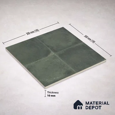 Plain Wall & Floor Center 1 Tile TL 11214 Verdant Shadow 1 ft x 1 ft Ceramic Matte Finish Tile - 10 mm | Suitable For Bathroom, Balcony & Kitchen Backsplash (Sample)