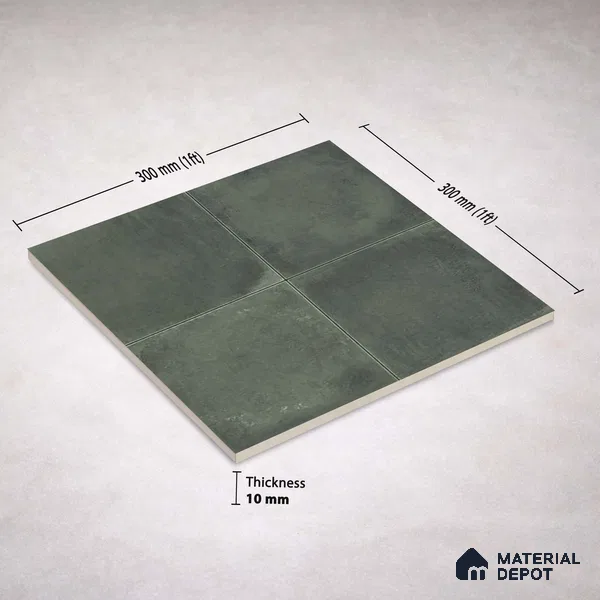 Plain Wall & Floor Center 1 Tile TL 11214 Verdant Shadow 1 ft x 1 ft Ceramic Matte Finish Tile - 10 mm | Suitable For Bathroom, Balcony & Kitchen Backsplash (Sample)