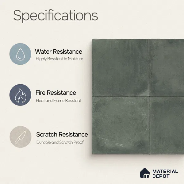 Plain Wall & Floor Center 1 Tile TL 11214 Verdant Shadow 1 ft x 1 ft Ceramic Matte Finish Tile - 10 mm | Suitable For Bathroom, Balcony & Kitchen Backsplash (Sample)
