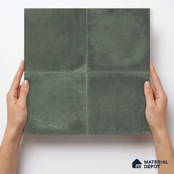 Plain Wall & Floor Center 1 Tile TL 11214 Verdant Shadow 1 ft x 1 ft Ceramic Matte Finish Tile - 10 mm | Suitable For Bathroom, Balcony & Kitchen Backsplash (Sample)