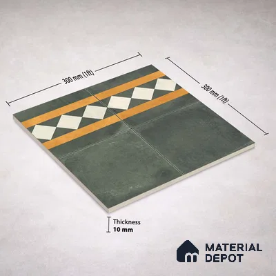 Moroccan Wall & Floor Border 3 Carpet Tile TL 11215 Olive Lattice 1 ft x 1 ft Ceramic Matte Finish Tile - 10 mm | Suitable For Kitchen, Bathroom, Living Room