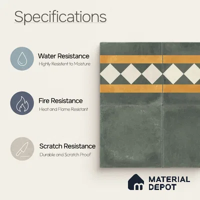Moroccan Wall & Floor Border 3 Carpet Tile TL 11215 Olive Lattice 1 ft x 1 ft Ceramic Matte Finish Tile - 10 mm | Suitable For Kitchen, Bathroom, Living Room