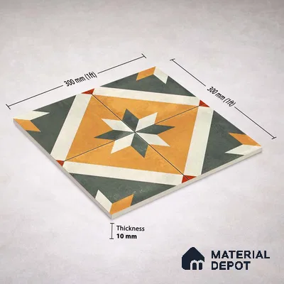 Moroccan Wall & Floor Center 2 Carpet Tile TL 11216 Saffron Star 1 ft x 1 ft Ceramic Matte Finish Tile - 10 mm | Suitable For Kitchen, Bathroom, Living Room