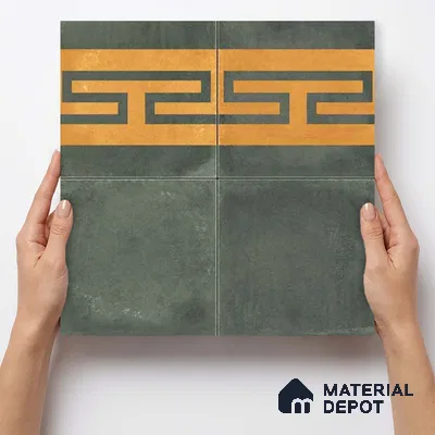 Moroccan Wall & Floor Border 4 Carpet Tile TL 11217 Olive Maze 1 ft x 1 ft Ceramic Matte Finish Tile - 10 mm | Suitable For Kitchen, Bathroom, Living Room