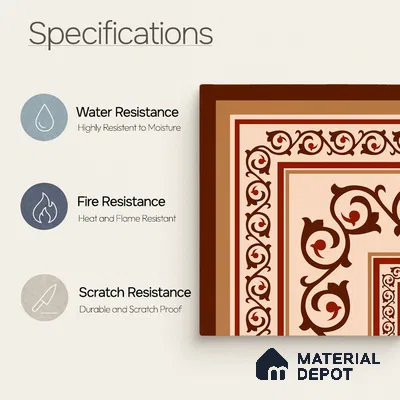 Moroccan Wall & Floor Carpet Corner Tile TL 11178 Russet Arabesque 1 ft x 1 ft Ceramic Matte Finish Tile - 10 mm | Suitable For Kitchen, Bathroom, Living Room
