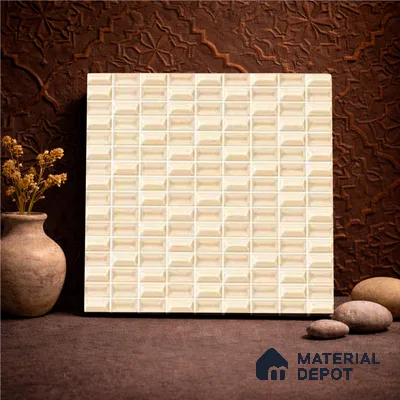 Faux Subway Wall Tile TL 11322 Beige Prism 1 ft x 1 ft Ceramic Glossy Finish Tile - 10 mm | Suitable For Bathroom, Dining Area, Kitchen Backsplash