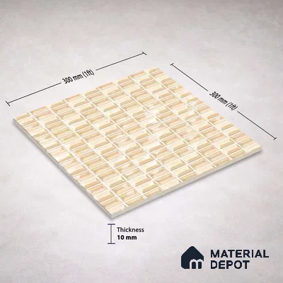 Faux Subway Wall Tile TL 11322 Beige Prism 1 ft x 1 ft Ceramic Glossy Finish Tile - 10 mm | Suitable For Bathroom, Dining Area, Kitchen Backsplash