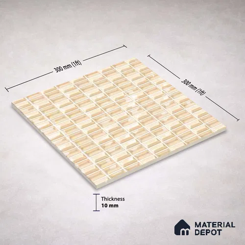 Faux Subway Wall Tile TL 11322 Beige Prism 1 ft x 1 ft Ceramic Glossy Finish Tile - 10 mm | Suitable For Bathroom, Balcony & Kitchen Backsplash
