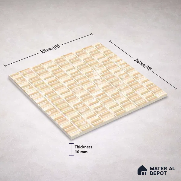 Faux Subway Wall Tile TL 11322 Beige Prism 1 ft x 1 ft Ceramic Glossy Finish Tile - 10 mm | Suitable For Bathroom, Dining Area, Kitchen Backsplash