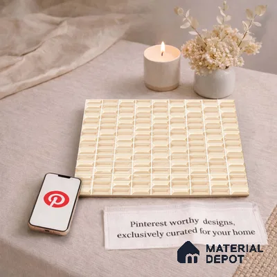 Faux Subway Wall Tile TL 11322 Beige Prism 1 ft x 1 ft Ceramic Glossy Finish Tile - 10 mm | Suitable For Bathroom, Dining Area, Kitchen Backsplash