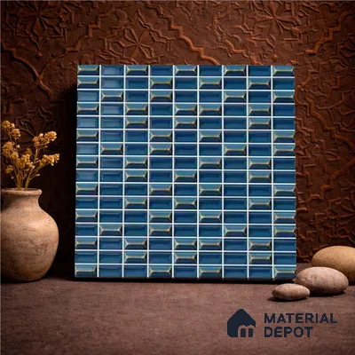Faux Subway Wall Tile TL 11320 Midnight Prism 1 ft x 1 ft Ceramic Glossy Finish Tile - 10 mm | Suitable For Bathroom, Balcony & Kitchen Backsplash