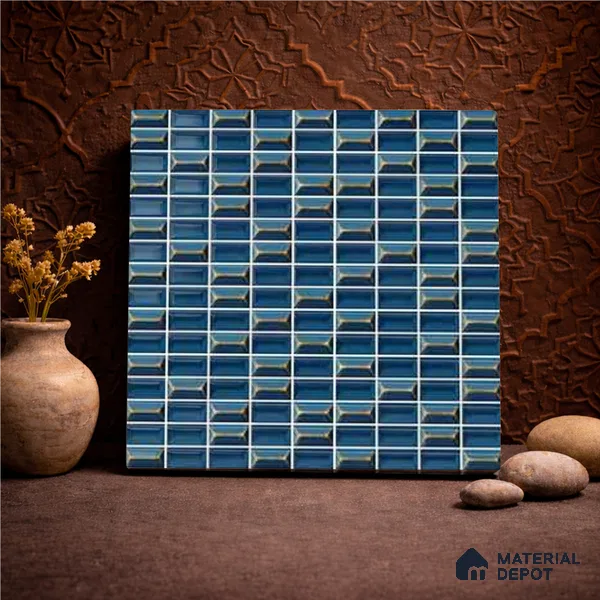 Faux Subway Wall Tile TL 11320 Midnight Prism 1 ft x 1 ft Ceramic Glossy Finish Tile - 10 mm | Suitable For Bathroom, Balcony & Kitchen Backsplash