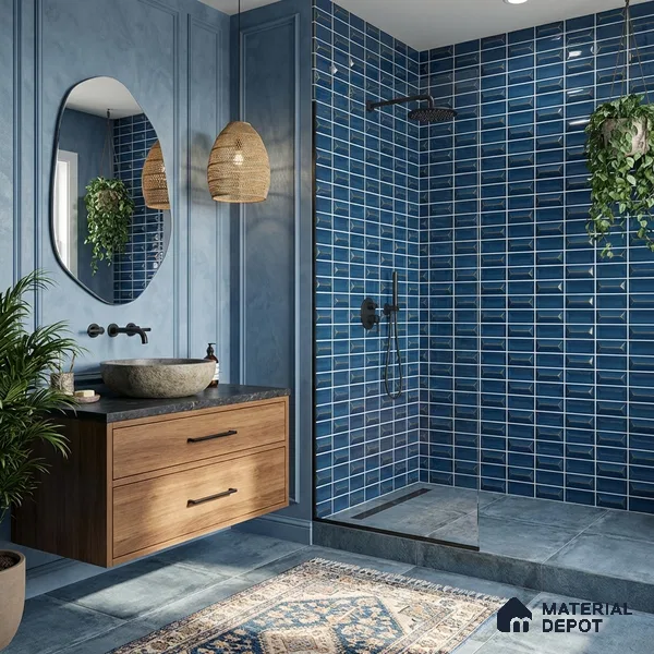 Faux Subway Wall Tile TL 11320 Midnight Prism 1 ft x 1 ft Ceramic Glossy Finish Tile - 10 mm | Suitable For Bathroom, Balcony & Kitchen Backsplash