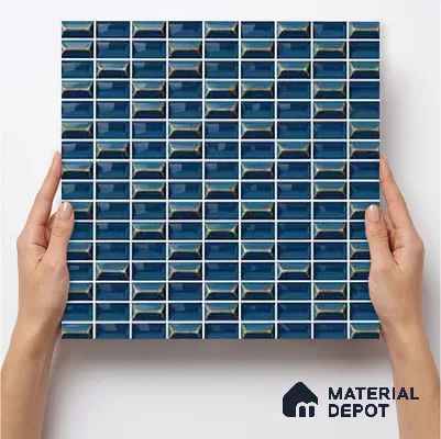 Faux Subway Wall Tile TL 11320 Midnight Prism 1 ft x 1 ft Ceramic Glossy Finish Tile - 10 mm | Suitable For Bathroom, Balcony & Kitchen Backsplash