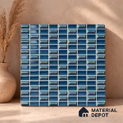 Faux Subway Wall Tile TL 11320 Midnight Prism 1 ft x 1 ft Ceramic Glossy Finish Tile - 10 mm | Suitable For Bathroom, Balcony & Kitchen Backsplash