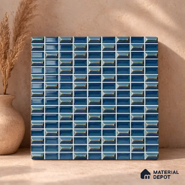 Faux Subway Wall Tile TL 11320 Midnight Prism 1 ft x 1 ft Ceramic Glossy Finish Tile - 10 mm | Suitable For Bathroom, Balcony & Kitchen Backsplash