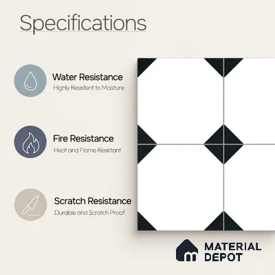 Moroccan Monochrome Wall & Floor Carpet Center Tile TL 11155 Octave Noir 1 ft x 1 ft Ceramic Matte Finish Tile - 10 mm | Suitable For Living Room, Kitchen, Dining Area (Sample)