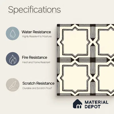 Moroccan Wall & Floor Tile TL 11121 Starline Noir 1 ft x 1 ft Ceramic Matte Finish Tile - 10 mm | Suitable For Kitchen, Bathroom, Balcony