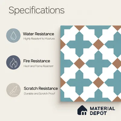 Moroccan Wall & Floor Tile TL 11108 Azure Lattice 1 ft x 1 ft Ceramic Matte Finish Tile - 10 mm | Suitable For Kitchen, Bathroom, Balcony