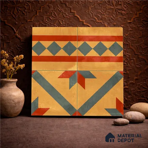 Moroccan Wall & Floor Border 1 Carpet Tile TL 11192 Desert Crest 1 ft x 1 ft Ceramic Matte Finish Tile - 10 mm | Suitable For Bathroom, Balcony & Kitchen Backsplash