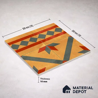 Moroccan Wall & Floor Border 1 Carpet Tile TL 11192 Desert Crest 1 ft x 1 ft Ceramic Matte Finish Tile - 10 mm | Suitable For Kitchen, Bathroom, Living Room