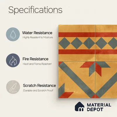 Moroccan Wall & Floor Border 1 Carpet Tile TL 11192 Desert Crest 1 ft x 1 ft Ceramic Matte Finish Tile - 10 mm | Suitable For Kitchen, Bathroom, Living Room