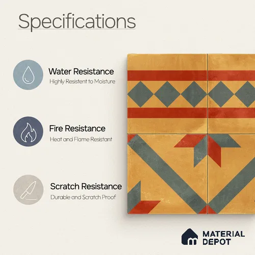 Moroccan Wall & Floor Border 1 Carpet Tile TL 11192 Desert Crest 1 ft x 1 ft Ceramic Matte Finish Tile - 10 mm | Suitable For Kitchen, Bathroom, Living Room