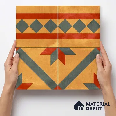 Moroccan Wall & Floor Border 1 Carpet Tile TL 11192 Desert Crest 1 ft x 1 ft Ceramic Matte Finish Tile - 10 mm | Suitable For Kitchen, Bathroom, Living Room