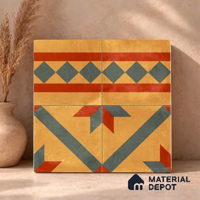 Moroccan Wall & Floor Border 1 Carpet Tile TL 11192 Desert Crest 1 ft x 1 ft Ceramic Matte Finish Tile - 10 mm | Suitable For Kitchen, Bathroom, Living Room