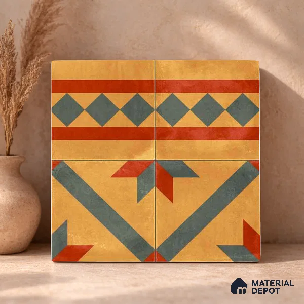 Moroccan Wall & Floor Border 1 Carpet Tile TL 11192 Desert Crest 1 ft x 1 ft Ceramic Matte Finish Tile - 10 mm | Suitable For Kitchen, Bathroom, Living Room