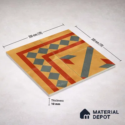 Moroccan Wall & Floor Corner 1 Carpet Tile TL 11194 Ochre Mosaic 1 ft x 1 ft Ceramic Matte Finish Tile - 10 mm | Suitable For Kitchen, Bathroom, Living Room