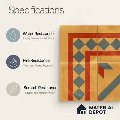 Moroccan Wall & Floor Corner 1 Carpet Tile TL 11194 Ochre Mosaic 1 ft x 1 ft Ceramic Matte Finish Tile - 10 mm | Suitable For Kitchen, Bathroom, Living Room
