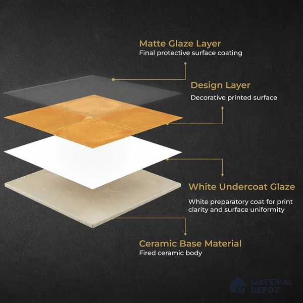 Plain Wall & Floor Center 1 Carpet Tile TL 11196 Saffron Terra 1 ft x 1 ft Ceramic Matte Finish Tile - 10 mm | Suitable For Bathroom, Balcony & Kitchen Backsplash
