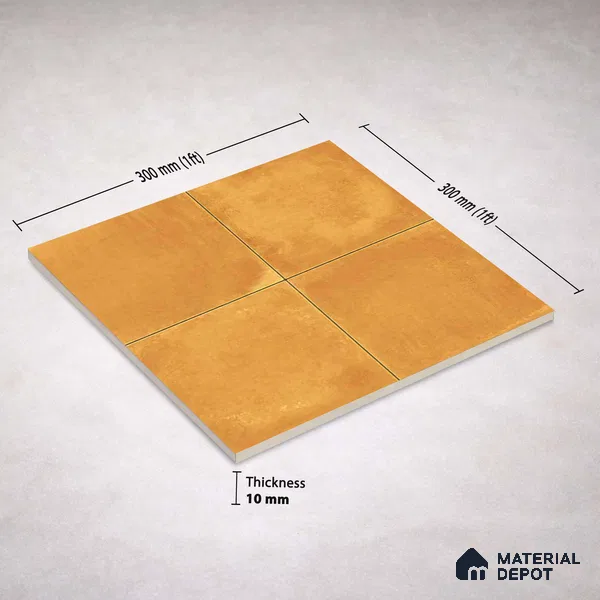 Plain Wall & Floor Center 1 Carpet Tile TL 11196 Saffron Terra 1 ft x 1 ft Ceramic Matte Finish Tile - 10 mm | Suitable For Bathroom, Balcony & Kitchen Backsplash